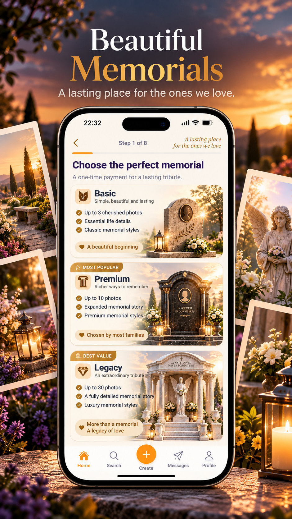 Vmemoo artwork showing memorial options